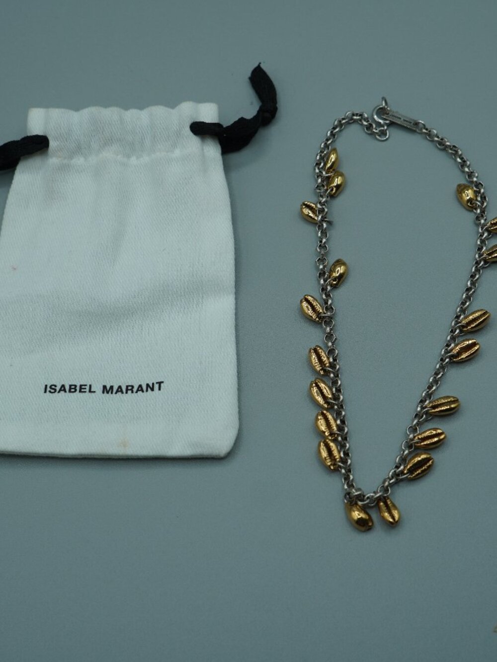Isabel Marant Cowrie Shell Charm Choker Necklace Gold Silver Tone Coastal Boho - Picture 3 of 6